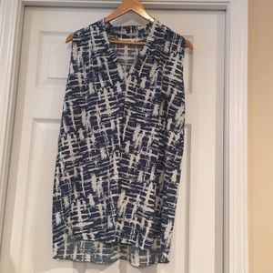 Blue and white sleeveless top